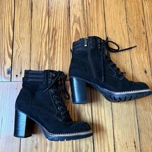 Black Lace-Up Ankle Boots